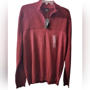 Alfani Red Velvet Knit Pullover Textured Sweater Size L NWT